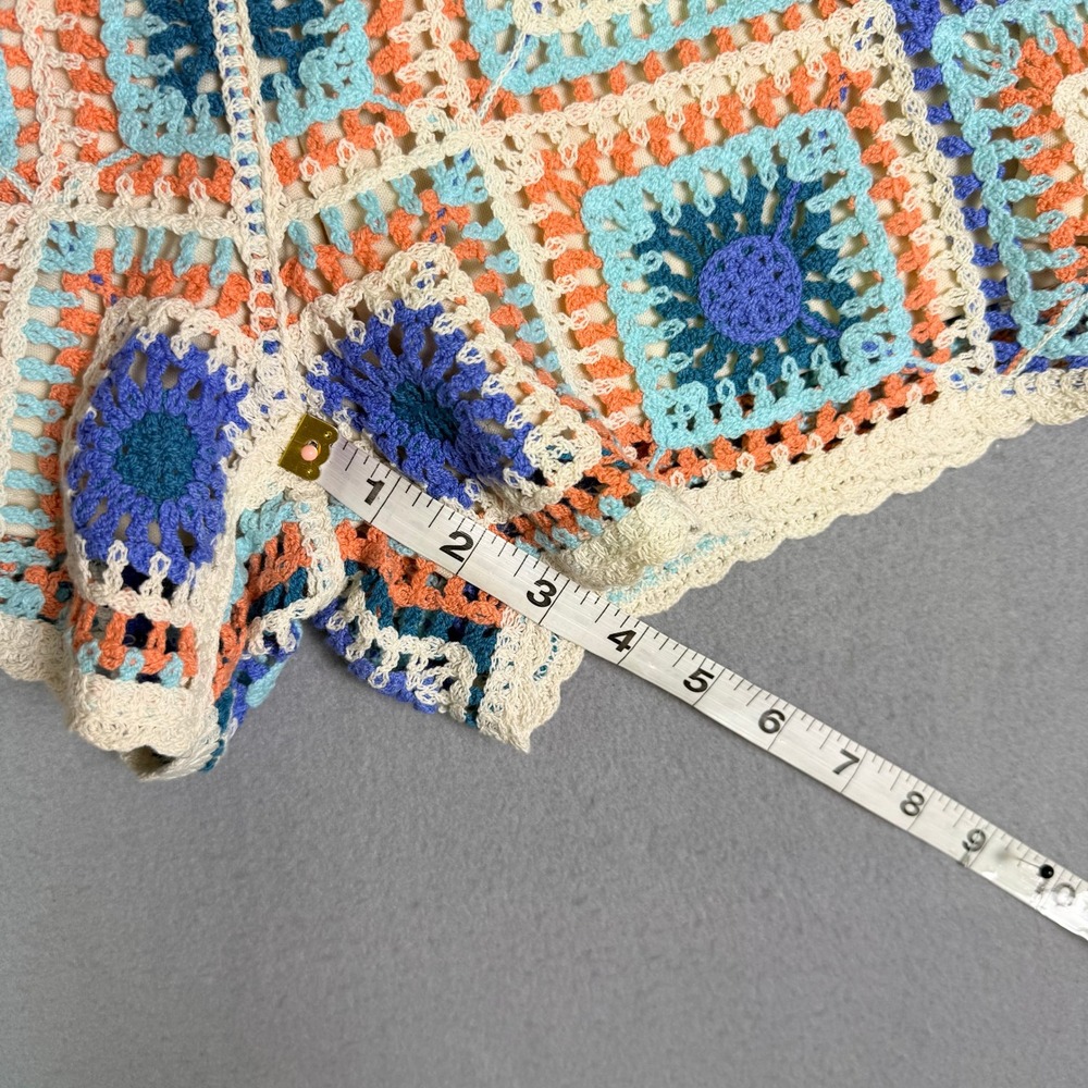 Crochet Granny Square Shorts Multicolor Boho SzM 70's Festival Rave HippieIndie - Picture 5 of 8